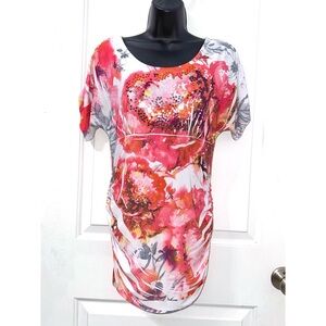 La Fama, Y2K pink and white sequin blouse size small